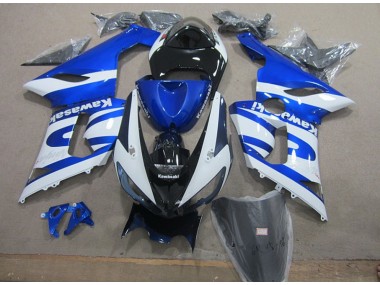 Blau Weiß Kawasaki ZX6R 2005-2006 Verkleidungen