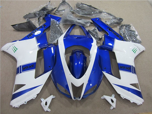 Blau Weiß Monster Kawasaki ZX6R 2007-2008 Verkleidungen Blau Weiß Monster Kawasaki ZX6R 2007-2008 Verkleidungen