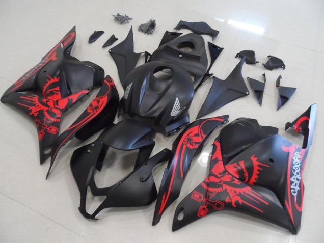 Matt Schwarz mit rotem Totenkopf Honda CBR 600 RR 2009-2012 Verkleidungen Matt Schwarz mit rotem Totenkopf Honda CBR 600 RR 2009-2012 Verkleidungen