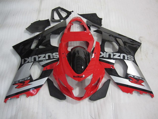 Rot Schwarz Silber Suzuki GSXR 600 K4 2004-2005 Verkleidungen Rot Schwarz Silber Suzuki GSXR 600 K4 2004-2005 Verkleidungen