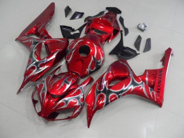 Rot mit Schwarz Grau Flamme Honda CBR 1000 RR 2006-2007 Verkleidungen