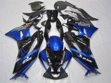 Schwarz Blaus Monster Kawasaki ZX6R 2009-2012 Verkleidungen