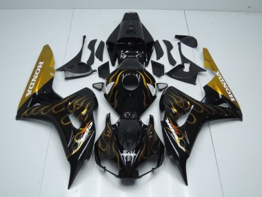 Schwarz Gold Flamme Honda CBR 1000 RR 2006-2007 Verkleidungen