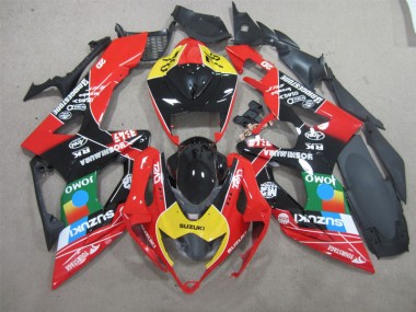 Schwarz Rot Gelb Jomo Suzuki GSXR 600 K6 2006-2007 Verkleidungen