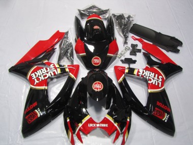 Schwarz Rot Lucky Strike Motul Suzuki GSXR 600 K6 2006-2007 Verkleidungen