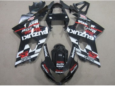 Schwarz Rote Telefonia Movistar Suzuki GSXR 600 K4 2004-2005 Verkleidungen
