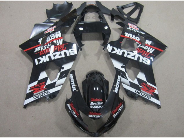 Schwarz Rote Telefonia Movistar Suzuki GSXR 600 K4 2004-2005 Verkleidungen Schwarz Rote Telefonia Movistar Suzuki GSXR 600 K4 2004-2005 Verkleidungen