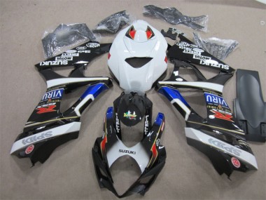 Schwarz Weiß Blau Suzuki GSXR 1000 K7 2007-2008 Verkleidungen