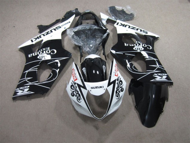 Schwarz Weiß Corona Extra Motul Suzuki GSXR 1000 K3 2003-2004 Verkleidungen Schwarz Weiß Corona Extra Motul Suzuki GSXR 1000 K3 2003-2004 Verkleidungen