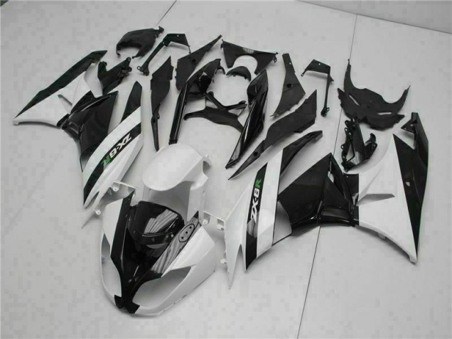 Schwarz Weiß Kawasaki ZX6R 2009-2012 Verkleidungen Schwarz Weiß Kawasaki ZX6R 2009-2012 Verkleidungen