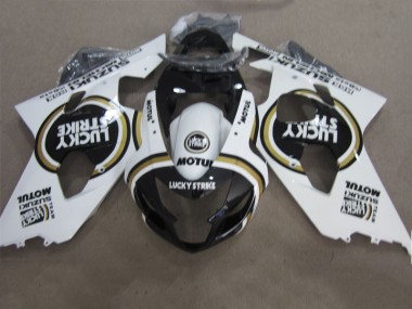 Schwarz Weiß Lucky Strike Motul Suzuki GSXR 600 K4 2004-2005 Verkleidungen