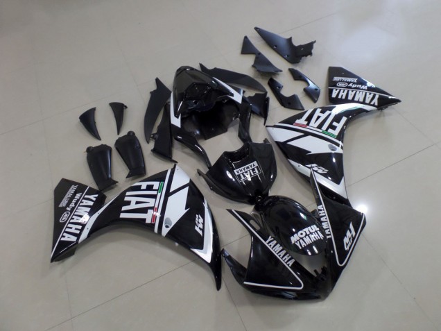 Schwarz Weißer Fiat Yamaha R1 2012-2014 Verkleidungen Schwarz Weißer Fiat Yamaha R1 2012-2014 Verkleidungen