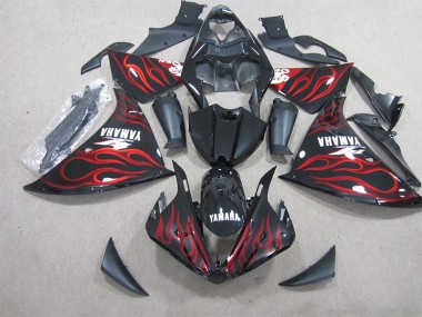 Schwarz rote Flamme Yamaha R1 2012-2014 Verkleidungen