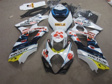 Weiß Blau Dunkel Hund Suzuki GSXR 1000 K7 2007-2008 Verkleidungen