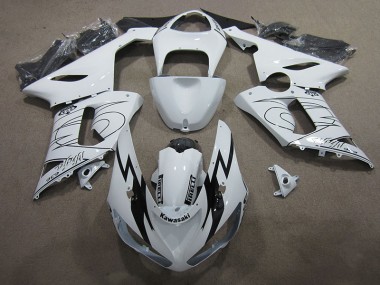 Weiß Ninja 636 Kawasaki ZX6R 2005-2006 Verkleidungen