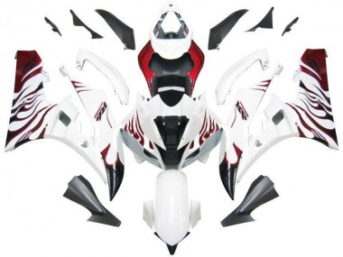 Weiß Rot Flamme Yamaha R6 2006-2007 Verkleidungen