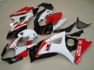 Weiß Rot Schwarz Suzuki GSXR 1000 K7 2007-2008 Verkleidungen