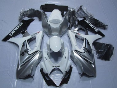 Weiß Silber Schwarz Suzuki GSXR 1000 K7 2007-2008 Verkleidungen