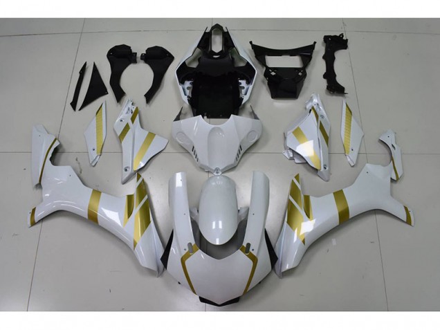 Weiß mit Gold Aufkleber Yamaha R1 2015-2019 Verkleidungen Weiß mit Gold Aufkleber Yamaha R1 2015-2019 Verkleidungen